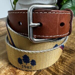 Peter Millar Cloth & Leather Golf Belt sz 38 1.25 inch